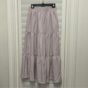 English Factory Gingham Skirt Dusty Rose Size Small EUC